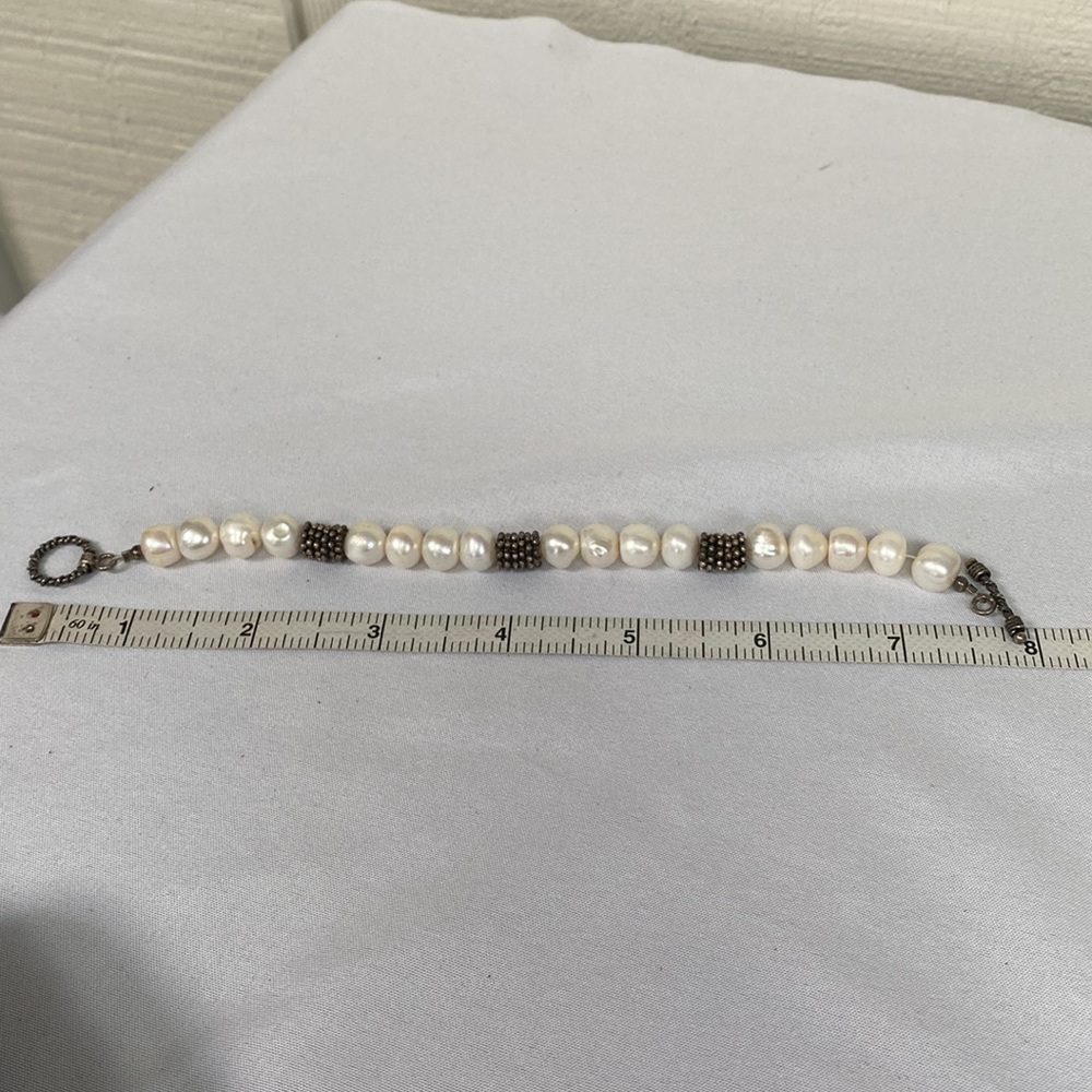 Set of 4 pearl bead and rhinestone bracelets - Picture 6 of 6
